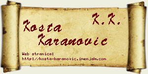 Kosta Karanović vizit kartica